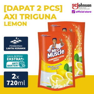 [EZR.0700729] Mr Muscle Axi Triguna Pembersih Lantai Lemon Pouch 720ml x 2Pcs