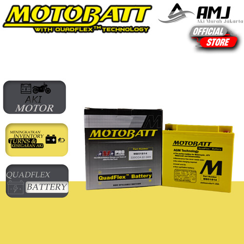 [EZR.0701322] Aki Motor BMW GS 1200 MOTOBATT Quadflex MB51814 Aki Kering 12V 22Ah