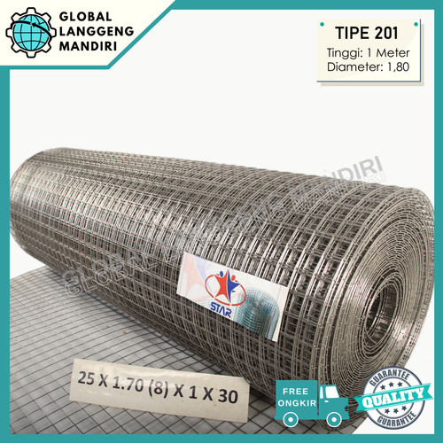 [EZM.1140106] KAWAT RAM STAINLESS 25MMX25MMX1.7MMX1.2M 304/201 KAWAT LOKET STAINLESS