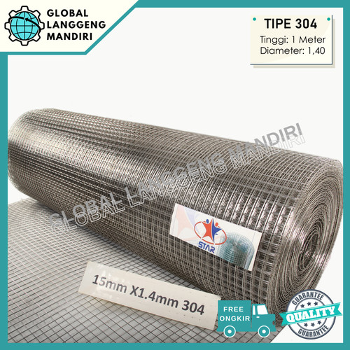 [EZM.1140109] KAWAT RAM STAINLESS 15MMX15MMX1.4MMX1M (304)/KAWAT LOKET STAINLESS 304