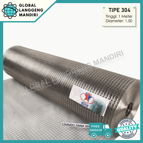 [EZM.1140110] KAWAT RAM STAINLESS 12MMX12MMX1.5MX1M 304/201 KAWAT LOKET STAINLES
