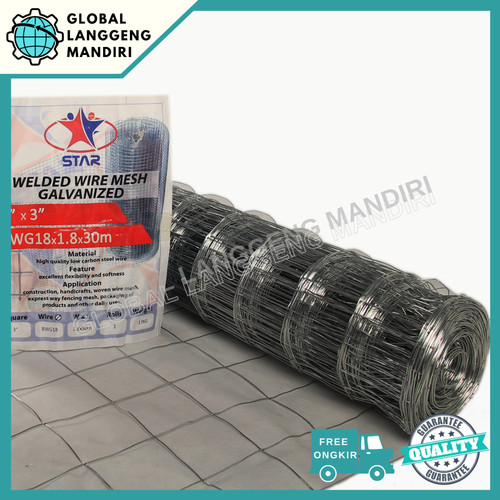 [EZM.1140154] KAWAT RAM GALVANIS 3"X3"X1.2MMX1.8M / KAWAT LOKET 75MMX75MM ROOF MESH