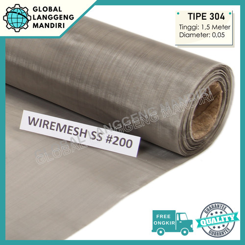 [EZM.1140227] WIRE MESH 200 STAINLESS (304) 0.05MMX1.5MX1M / SARINGAN WIREMESH #200