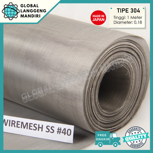 [EZM.1140241] WIRE MESH 40 STAINLESS (304) JEPANG 1MX1MX0.18MM / KAWAT NYAMUK SS #40