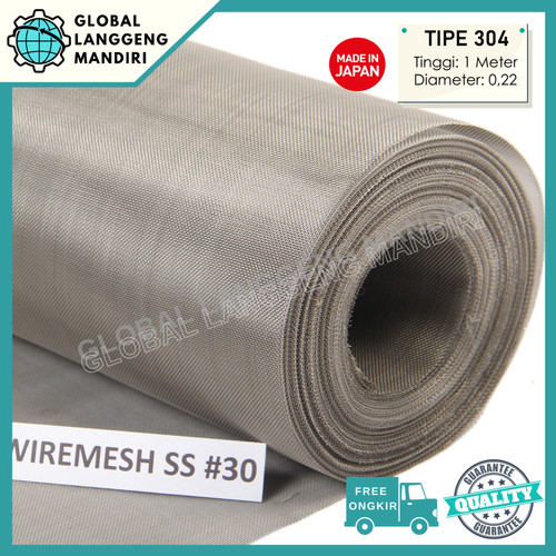 [EZM.1140244] WIRE MESH 30 STAINLESS (304) JEPANG 1MX1MX0.22MM / KAWAT NYAMUK SS #30