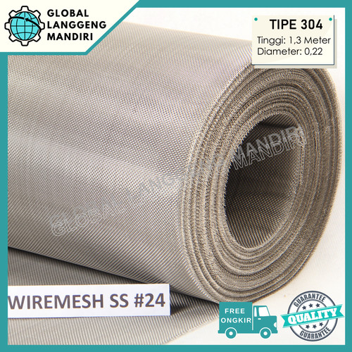 [EZM.1140246] WIREMESH 24 STAINLESS (304) 0.22MMX1.3MX1M / KAWAT NYAMUK STAINLESS