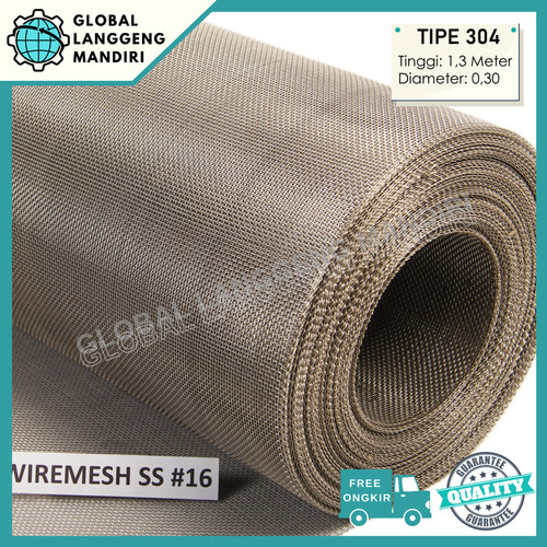 [EZM.1140251] WIRE MESH 16 STAINLESS (304) 1.3MX0.3MMX1M / KAWAT NYAMUK STAINLESS