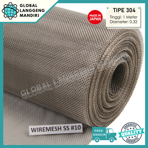 [EZM.1140252] WIRE MESH 14 STAINLESS (304) JEPANG 1MX1MX0.32MM / KAWAT NYAMUK SS#14