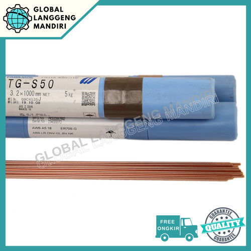 [EZM.1140282] KAWAT LAS TIG ARGON BESI TGS-50 3.2mm (5KG) KOBELCO ER70 TGS 50 KOBE