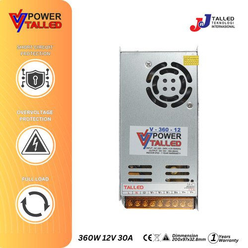 [EZM.4200011] POWER SUPPLY ADAPTOR TRAVO INDOOR DC 12V 360W 30A - JNJ TALLED