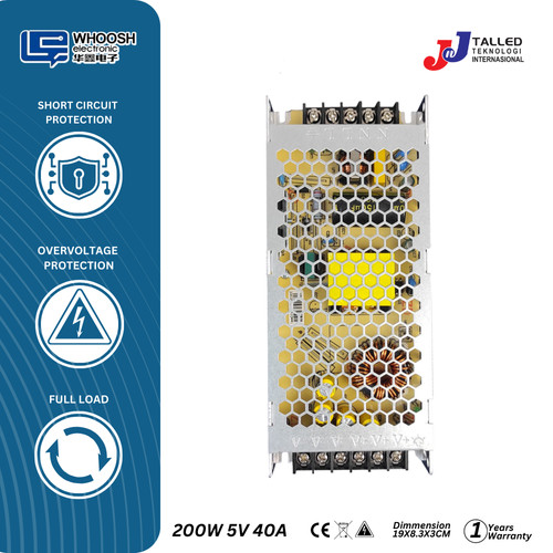 [EZM.4200077] POWER SUPPLY INDOOR 5V 200W 40A SLIM WHOOSH GARANSI 1 TAHUN GROSIR