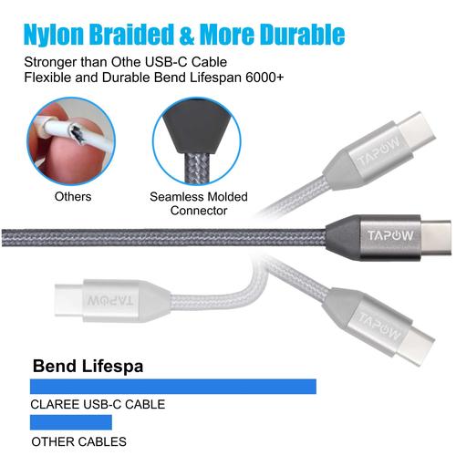 [EZM.4200154] KABEL DATA QUICK CHARGING TYPE-C 4.8A NYLON TAPOW CB069-GRY
