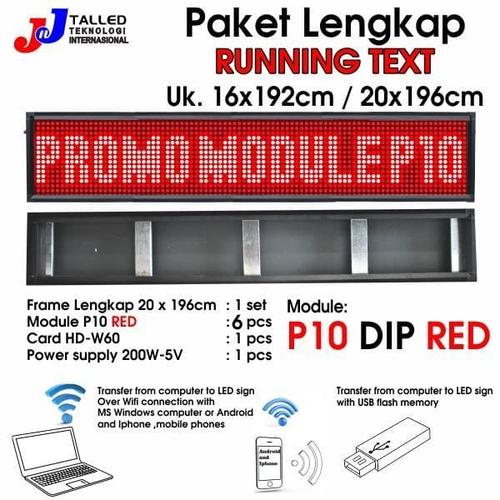[EZM.4200174] RUNNING TEXT PAKET LENGKAP OUTDOOR MERAH COLOR UK 20 x 196CM - TALLED