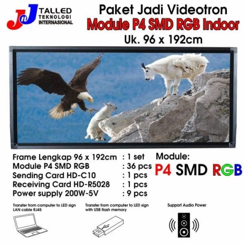 [EZM.4200175] VIDEOTRON P4 SMD RGB INDOOR PAKET JADI UK 96 X 192CM - JNJ TALLED