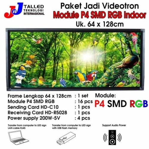 [EZM.4200182] VIDEOTRON P4 SMD RGB INDOOR PAKET JADI UK 64 X 128CM - TALLED