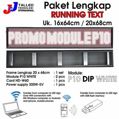 [EZM.4200188] RUNNING TEXT PAKET LENGKAP OUTDOOR PUTIH COLOR UK 20 x 68CM - TALLED