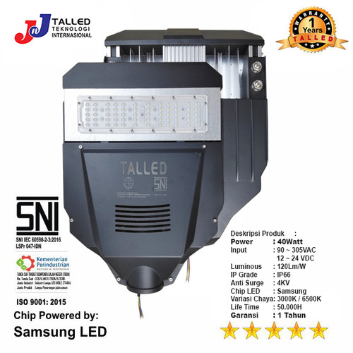 [EZM.4200196] LAMPU JALAN PJU 50W 40W SNI BLACK EDITION CHIP by SAMSUNG 1 LENSA