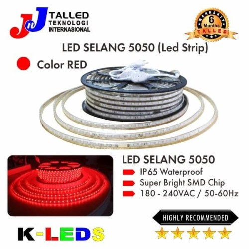 [EZM.4200205] Lampu Led Selang/Neon Flex SMD 5050 IP65 Waterproof 50 Meter- Merah