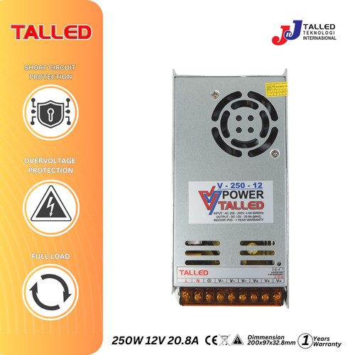 [EZM.4200234] POWER SUPPLY INDOOR 12V 250W 20.8A TALLED GARANSI 1 TAHUN