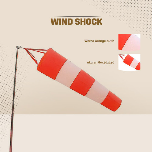 [EZO.5700120] WIND SHOCK  Petunjuk arah angin putih orange 60x30x240 CM