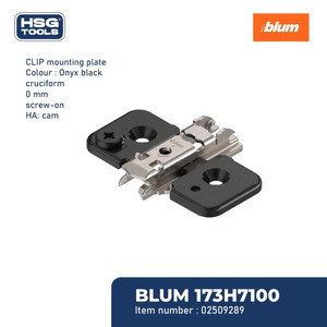 [EZM.2600317] BLUM MOUNTING ENGSEL 173H7100 MOUNTING PLATE CRUCIFORM 0MM ONYX BLACK