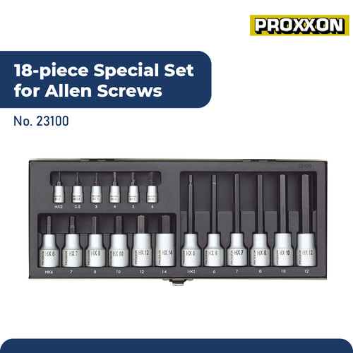 [EZM.2600354] PROXXON 23100 MATA KUNCI SOK L SET 18PCS SPECIAL SET FOR ALLEN SCREWS