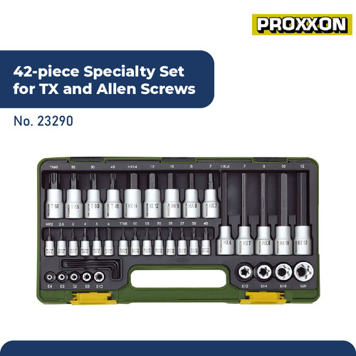 [EZM.2600370] PROXXON 23290 MATA KUNCI SOK L SET SPECIALTY SET TX & ALLEN SCREW 42PC