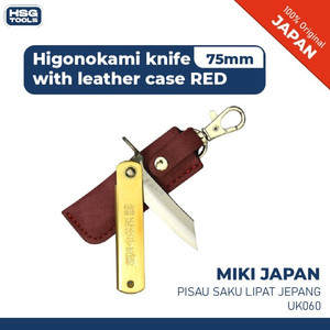[EZM.2601524] MIKI UK060 PISAU SAKU LIPAT JEPANG HIGONOKAMI KNIFE 75MM LEATHER RED