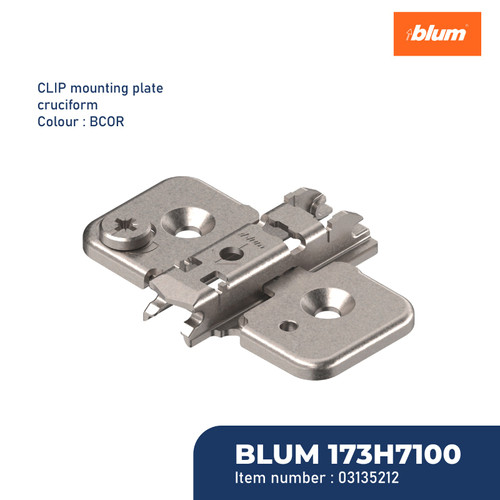 [EZM.2601543] BLUM MOUNTING ENGSEL 173H7100 CLIP MOUNTING PLATE CRUCIFORM 0MM BCOR