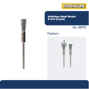 [EZM.2600702] PROXXON 28955 KEPALA SIKAT KAWAT MINI STAINLESS STEEL BRUSH O8MM 2PCS