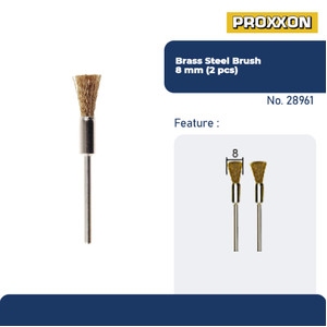 [EZM.2600708] PROXXON 28961 KEPALA SIKAT KAWAT MINI BRASS WIRE BRUSH, O 8 MM, 2 PCS