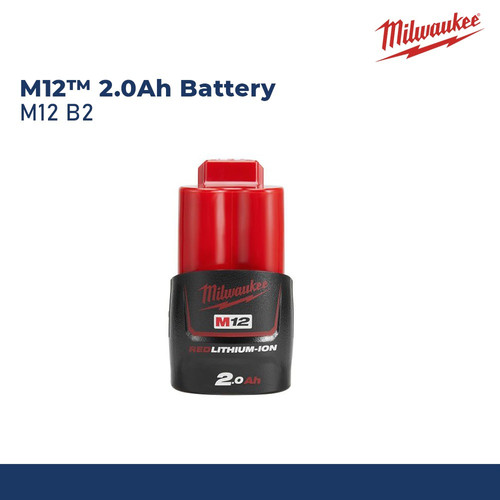 [EZM.2600718] MILWAUKEE M12 B2 BATERAI CORDLESS M12 2.0AH BATTERY PACK