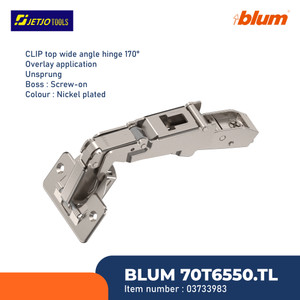 [EZM.2600735] BLUM ENGSEL SENDOK 70T6550 CLIP TOP WIDE ANGLE 170 OVERLAY & UNSPRUNG