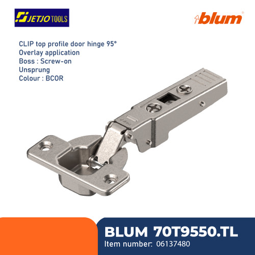 [EZM.2600737] BLUM ENGSEL SENDOK 70T9550 CLIPTOP PROFILE DOOR 95 OVERLAY & UNSPRUNG