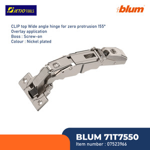 [EZM.2600739] BLUM ENGSEL SENDOK 71T7550 CLIPTOP WIDE ANGLE HINGE 155 OVERLAY NIKEL