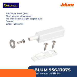 [EZM.2601577] BLUM PUSH TO OPEN TIP-ON SET SHORT - STRAIGHT ADAPTER+WHITE 956.1307S
