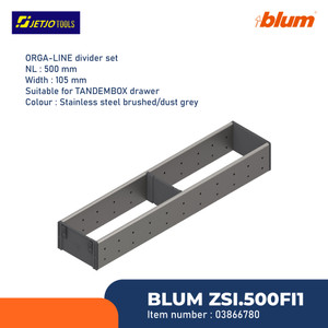 [EZM.2600771] BLUM SEKAT RAK ZSI.500FI1 ORGA-LINE UTENSIL DIVIDER NL=500MM W=105MM