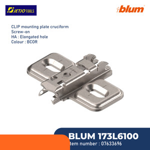 [EZM.2600773] BLUM MOUNTING ENGSEL 173L6100 CLIP MOUNTING PLATE CRUCIFORM 0MM STEEL