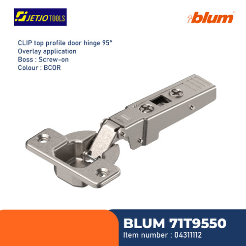 [EZM.2600775] BLUM ENGSEL SENDOK 71T9550 CLIP TOP PROFILE DOOR 95° OVERLAY APLIKASI