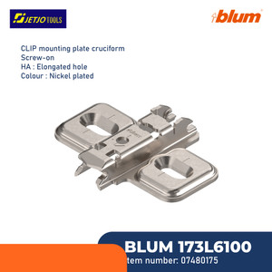 [EZM.2600776] BLUM MOUNTING ENGSEL 173L6100 CLIP MOUNTING PLATE CRUCIFORM 0MM NICKEL