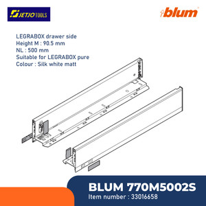 [EZM.2600792] BLUM DRAWER RAK 770M5002S LEGRABOX I3 DRAWER SIDE H=90.5MM NL=500MM