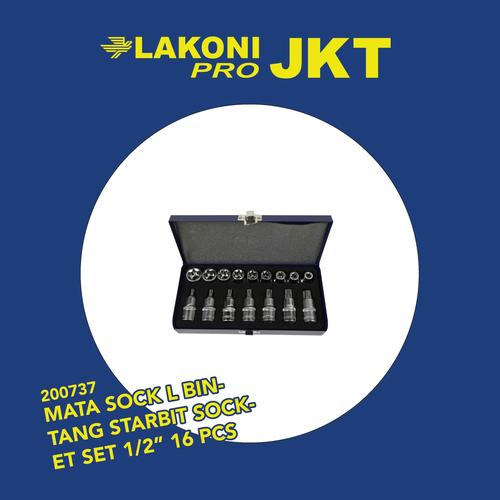 [EZM.2602056] 200737 LAKONI PRO MATA SOCK L BINTANG STARBIT SOCKET SET 1/2" 16 PCS