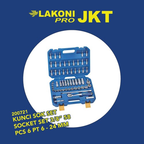 [EZM.2601208] 200721 LAKONI PRO KUNCI SOK SET SOCKET SET 3/8" 58 PCS 6 PT 6 - 24 MM