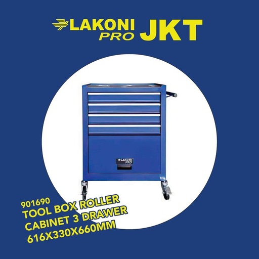 [EZM.2601324] 901690 LAKONI PRO TOOL BOX ROLLER CABINET 3 DRAWER 616x330x660mm