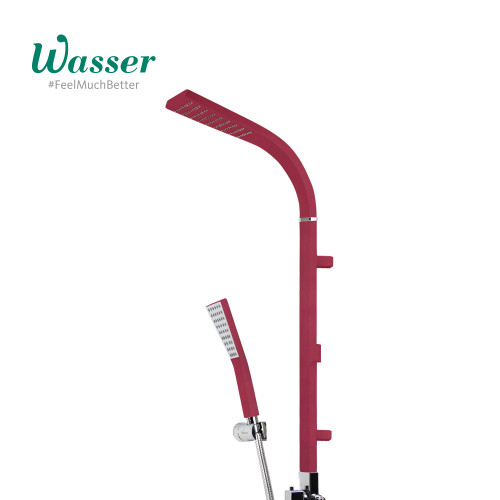WASSER CY5 Rain Shower Column (Hose, Hand Shower, Bracket) (Red)