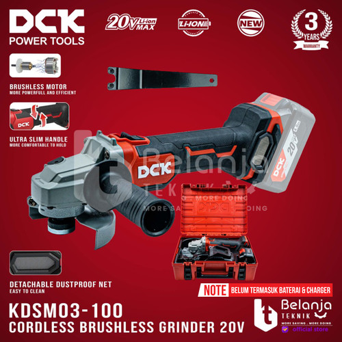 [EZM.3500615] DCK Cordless Brushless Grinder KDSM03-100 4 Inch 20V Gerinda Unit Only