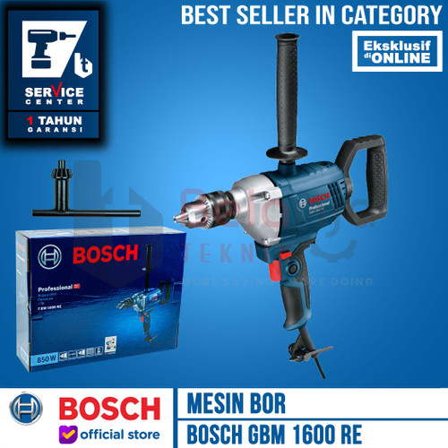[EZM.3505571] Bosch Mesin Bor Kayu Besi GBM 1600 RE 16MM Concrete + Paint Mixer 850W