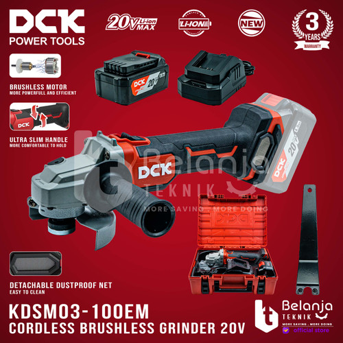 [EZM.3500662] DCK Cordless Brushless Grinder KDSM03-100EM 4 Inch 20V Gerinda Baterai