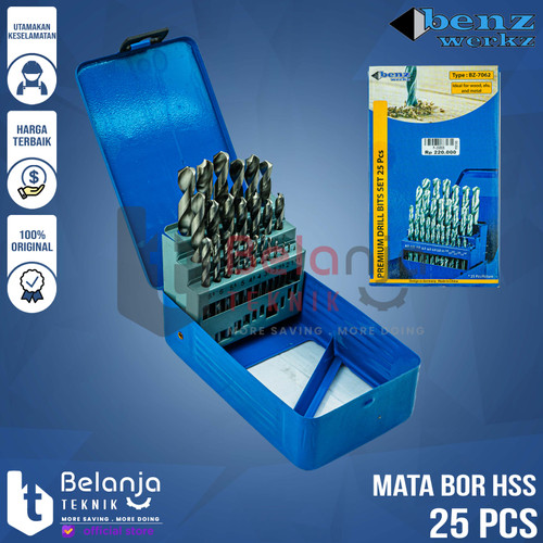 [EZM.3500710] Benz Mata Bor HSS Set 25 Pcs Mata Bor Besi HSS 1 - 13 mm Drill Bit Set