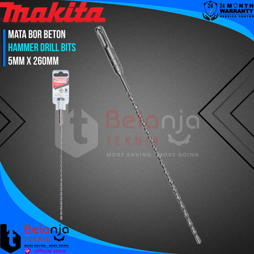Makita Mata Bor Beton 5MM X 260MM SDS Plus Mata Hammer Drill Bits 5 MM
